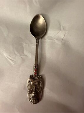 Source Unknown Silver-tone Souvenir Spoon with Red Enamel